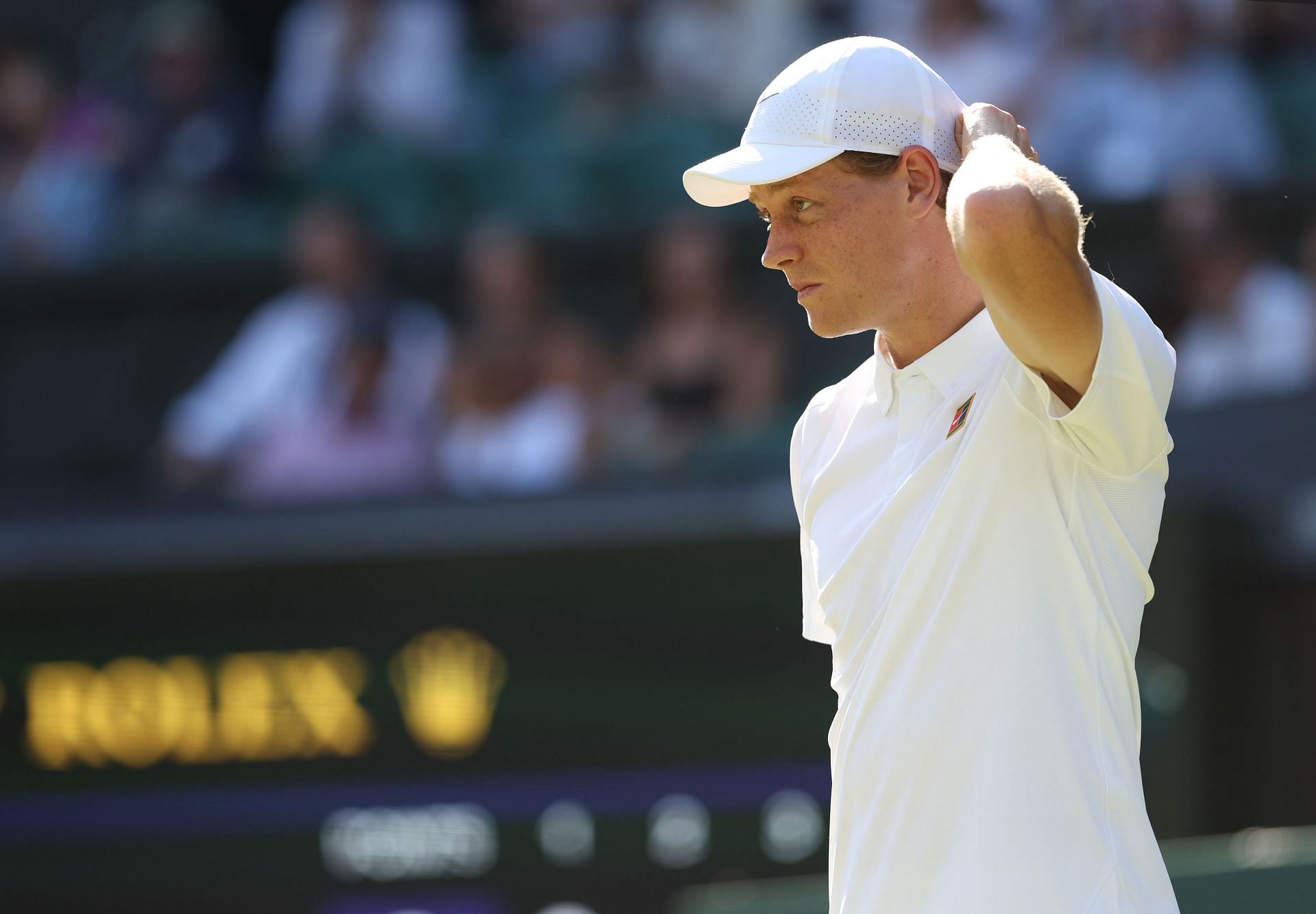 Jannik Sinner during his Wimbledon semifinals match (Image via: Getty)